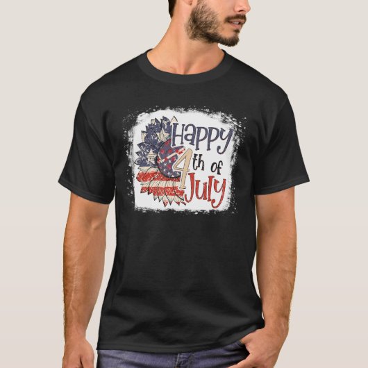 Patriottische Happy 4 juli Sunflower US Ameri T-shirt (Voorkant)