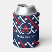 Patriottische Happy Vlag dag Rood Witte en Blauwe  Blikjeskoeler (Blikje Voorkant)