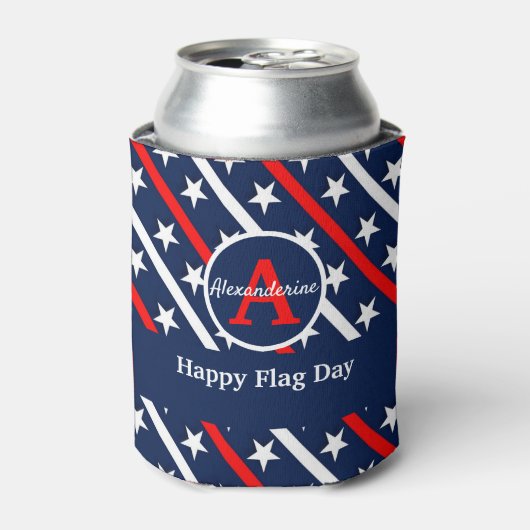 Patriottische Happy Vlag dag Rood Witte en Blauwe  Blikjeskoeler (Blikje Voorkant)