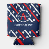 Patriottische Happy Vlag dag Rood Witte en Blauwe  Blikjeskoeler (Voorkant)