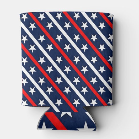Patriottische Happy Vlag dag Rood Witte en Blauwe  Blikjeskoeler (Achterkant)
