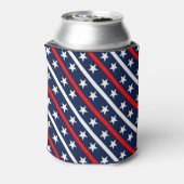 Patriottische Happy Vlag dag Rood Witte en Blauwe  Blikjeskoeler (Blikje Achterkant)