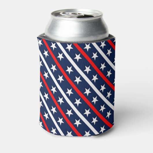 Patriottische Happy Vlag dag Rood Witte en Blauwe  Blikjeskoeler (Blikje Achterkant)