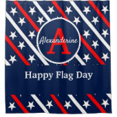 Patriottische Happy Vlag dag Rood Witte en Blauwe  Douchegordijn (Voorkant)