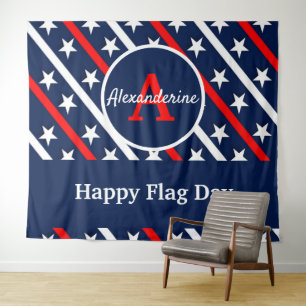 Patriottische Happy Vlag dag Rood Witte en Blauwe Wandkleed