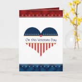 Patriottische Hart Veteranen Dag Groet Blanco Kaar Kaart (Gele Bloem)