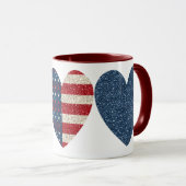 Patriottische harten 4 juli Mok 11 oz (Voorkant rechts)