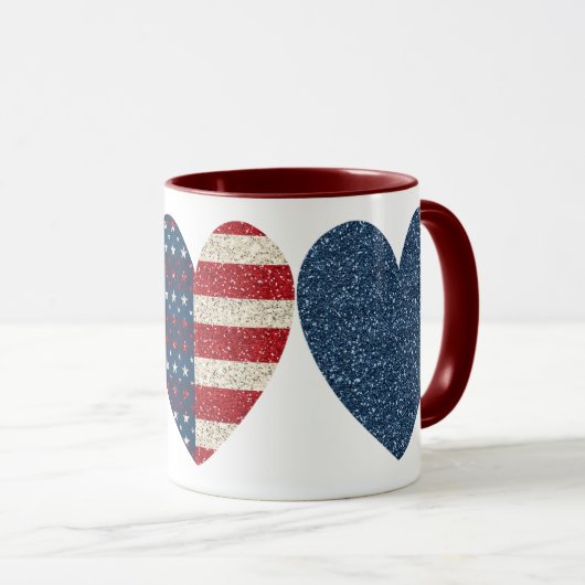 Patriottische harten 4 juli Mok 11 oz (Voorkant rechts)