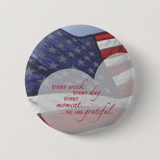 Patriottische hartvlag, militaire waardering ronde button 5,7 cm (Voorkant)