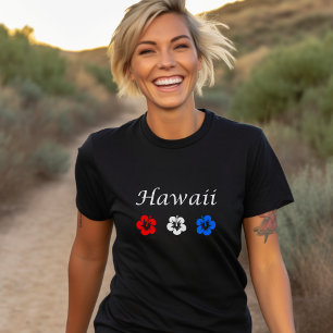 Patriottische Hawaï Aloha Rood Wit Blauw Bloemen T-shirt