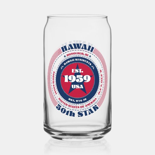 Patriottische Hawaii Typography Drinkware Set Blikvorm Glas (Voorkant)
