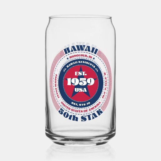 Patriottische Hawaii Typography Drinkware Set Blikvorm Glas (Achterkant)