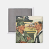  patriottische helden, militaire Mannen in uniform Magneet (Voorkant / Achterkant)