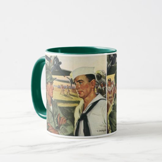  patriottische helden, militaire Mannen in uniform Mok (Voorkant links)