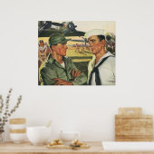 patriottische helden, militaire Mannen in uniform Poster (Keuken)