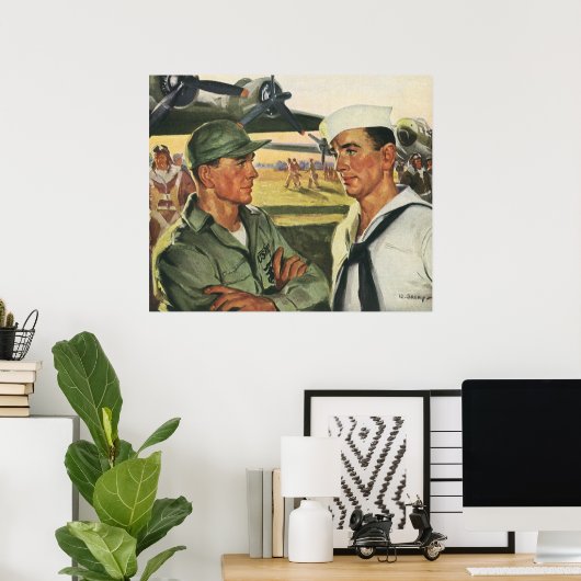  patriottische helden, militaire Mannen in uniform Poster (Thuiskantoor)