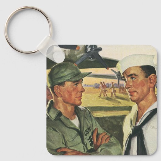 patriottische helden, militaire Mannen in uniform Sleutelhanger (Voorkant)