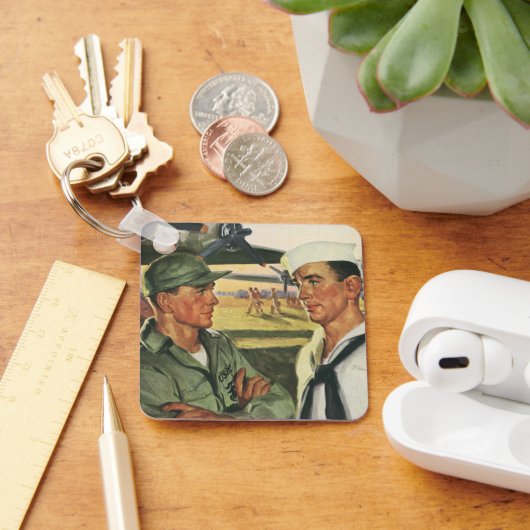 patriottische helden, militaire Mannen in uniform Sleutelhanger (Bureau)