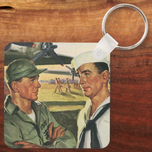 patriottische helden, militaire Mannen in uniform Sleutelhanger (Achterkant)