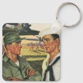 patriottische helden, militaire Mannen in uniform Sleutelhanger (Achterkant)