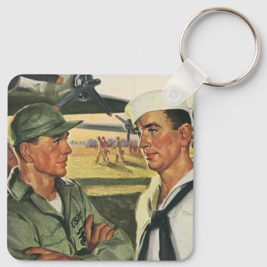 patriottische helden, militaire Mannen in uniform Sleutelhanger (Achterkant)