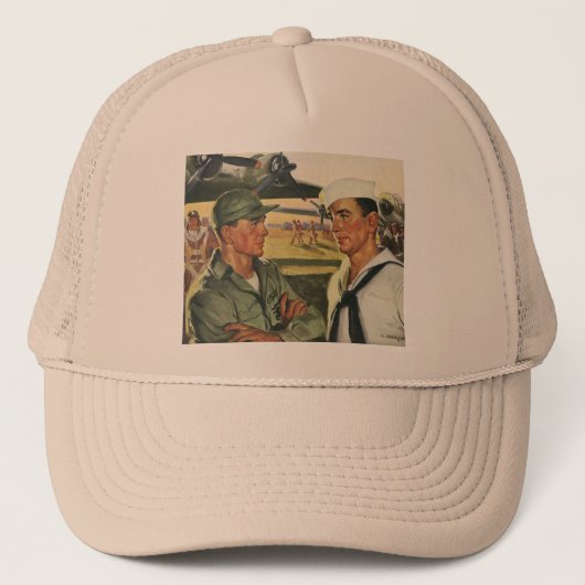  patriottische helden, militaire Mannen in uniform Trucker Pet (Voorkant)