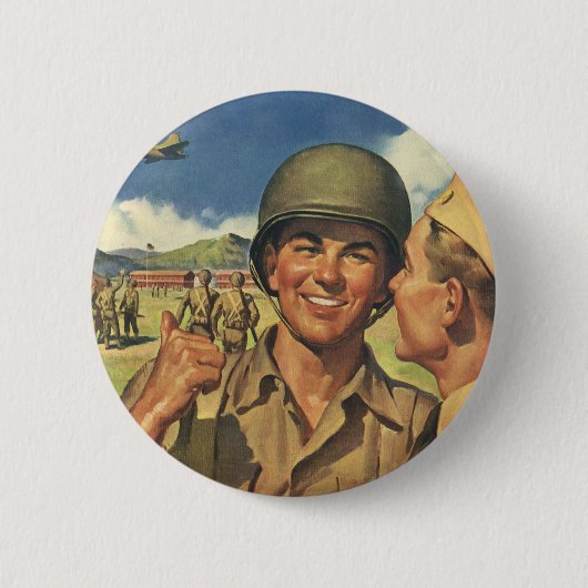 patriottische helden, militaire Mannen Ronde Button 5,7 Cm (Voorkant)