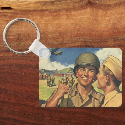 patriottische helden, militaire Mannen Sleutelhanger (Achterkant)
