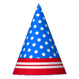 Patriottische Helder Rood Blauw Wit Polka Dots Str Feesthoedjes
