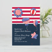 Patriottische helium-ballonnen uitnodiging (Staand voorkant)