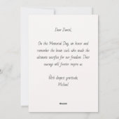 Patriottische herdenkingsdag Amerikaanse soldaat s Feestdagenkaart (Achterkant)