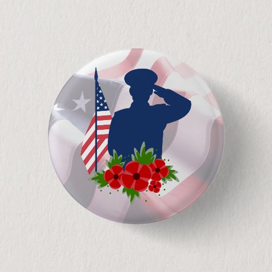 Patriottische herdenkingsdag Amerikaanse soldaat s Ronde Button 3,2 Cm (Voorkant)