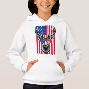 Patriottische herten dragen Amerikaanse vlag zonne