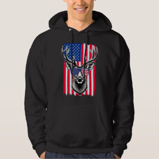 Patriottische herten dragen Amerikaanse vlag zonne Hoodie