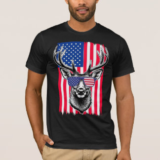 Patriottische herten dragen Amerikaanse vlag zonne T-shirt