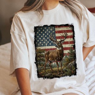 Patriottische Hertenbok Amerikaanse Vlag Jager Cad Tri-Blend Shirt