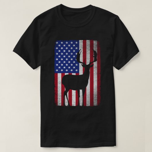 Patriottische Hertenjager Papa Amerikaanse vlag T-shirt (Design voorkant)