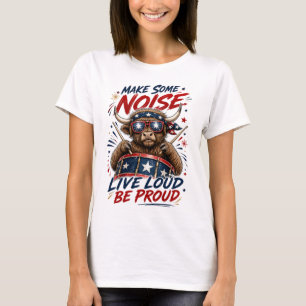 Patriottische Highland Koe Live Luid Grafisch T-shirt