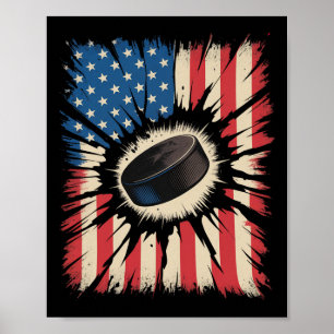Patriottische Hockey 4 juli Vintage Amerikaanse Vl Poster