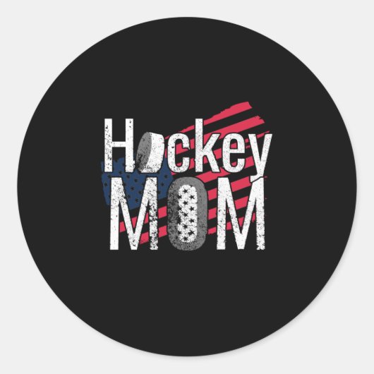 Patriottische Hockey Mam met Amerikaanse vlag Ronde Sticker (Voorkant)