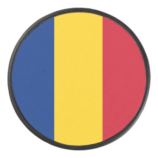 Patriottische hockey puck met Roemeense vlag (Voorkant)