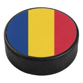 Patriottische hockey puck met Roemeense vlag (3/4)