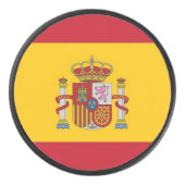 Patriottische hockey puck met Spaanse vlag (Voorkant)