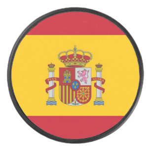 Patriottische hockey puck met Spaanse vlag