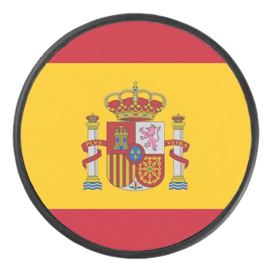 Patriottische hockey puck met Spaanse vlag (Voorkant)