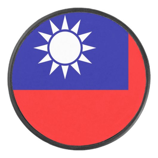 Patriottische hockey puck met Taiwanese vlag (Voorkant)