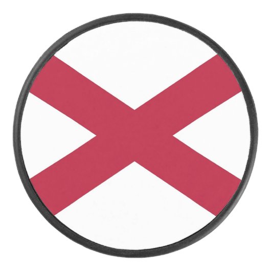 Patriottische hockey puck met vlag van Alabama, Ve (Voorkant)