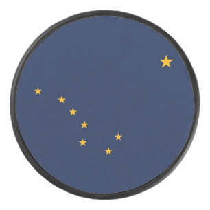 Patriottische hockey puck met vlag van Alaska, Ver