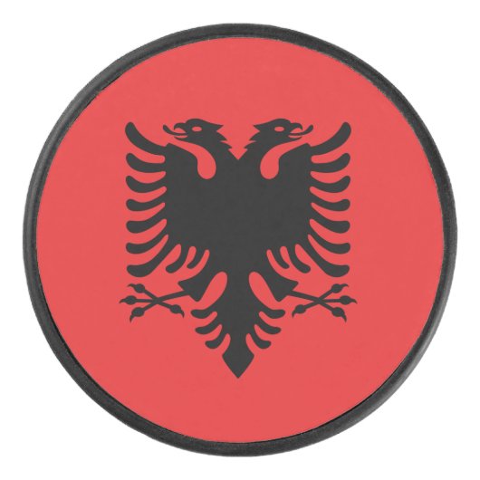 Patriottische hockey puck met vlag van Albanië (Voorkant)