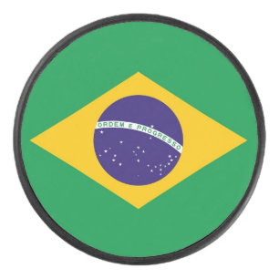 Patriottische hockey puck met vlag van Brazilië